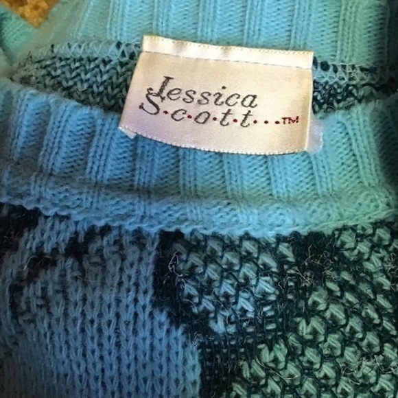 GUC✨ JESSICA SCOTT vintage women's large blue 90s flowers sweater - Picture 2 of 8